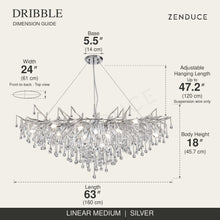 DRIBBLE linear medium silver dimension guide: 63 in (160 cm) long, adjustable suspension