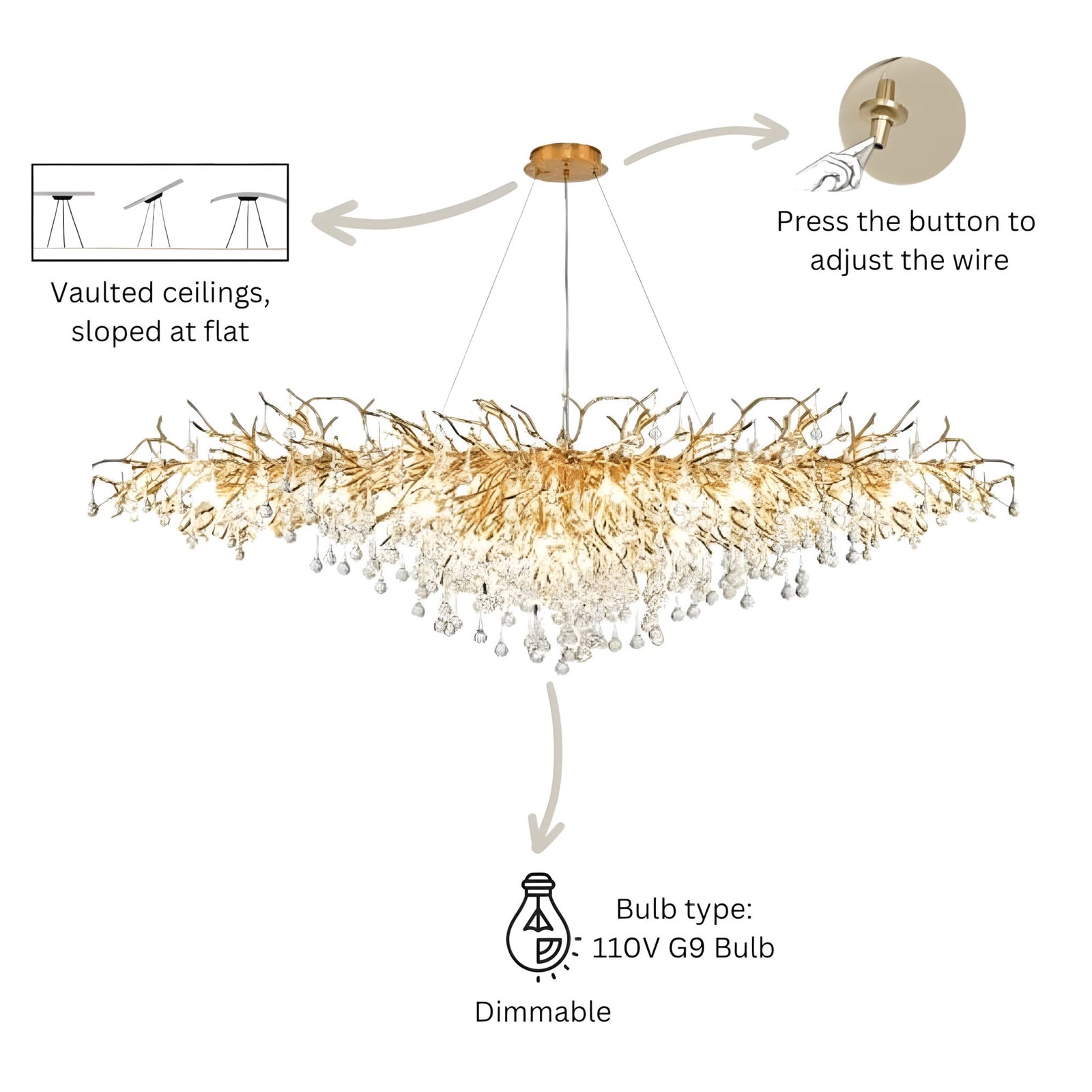 DRIBBLE - ZENDUCE - 23.6" / Gold / Changeable (Non-Dimmable)