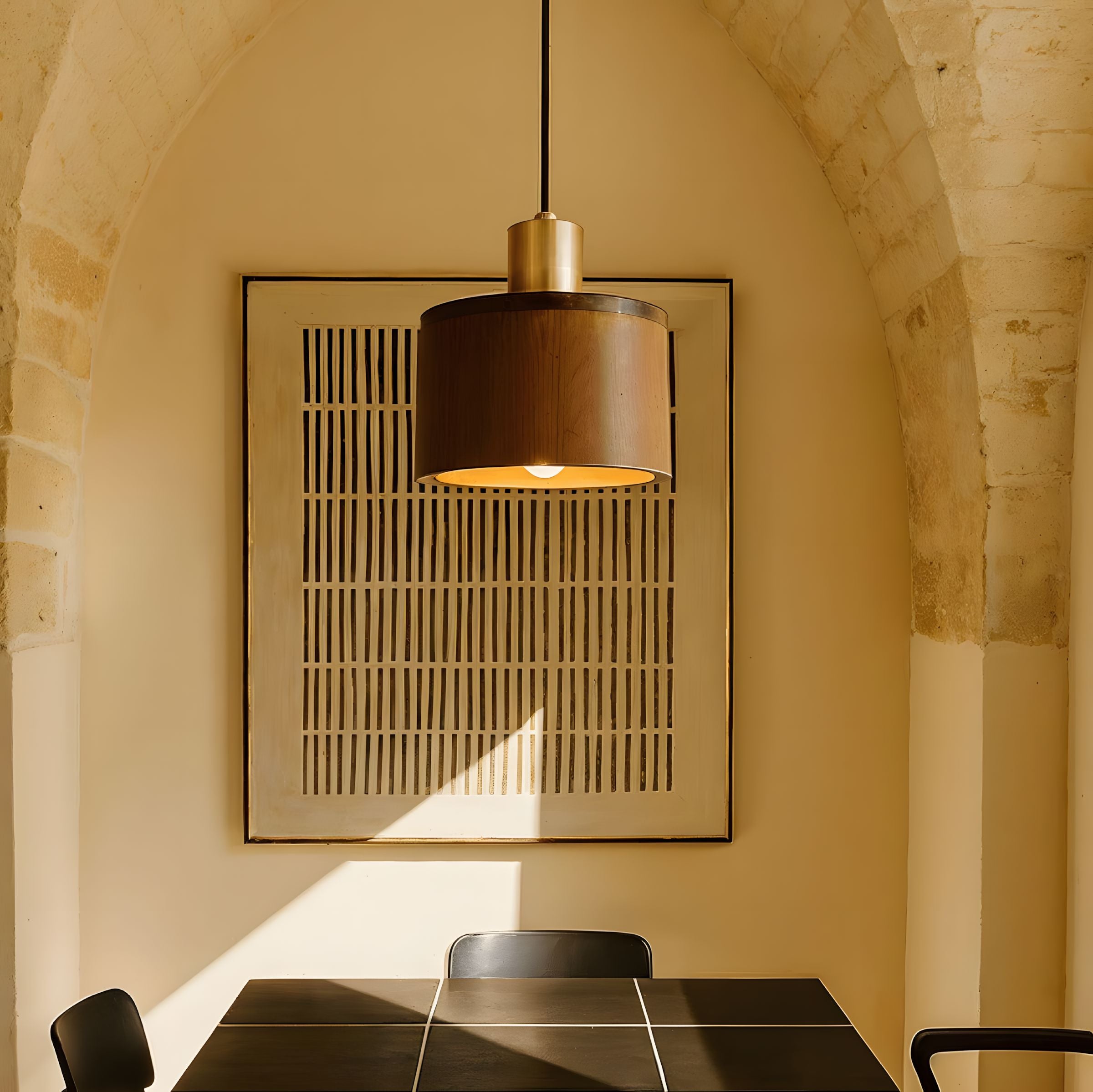 ELYTRA-Sculpted Copper & Wood Pendant Light-ZENDUCE