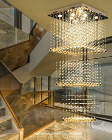 EVA-Square Crystal Raindrop Chandelier-ZENDUCE