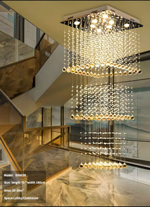EVA-Square Crystal Raindrop Chandelier-ZENDUCE