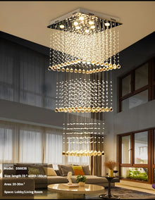 EVA-Square Crystal Raindrop Chandelier-ZENDUCE
