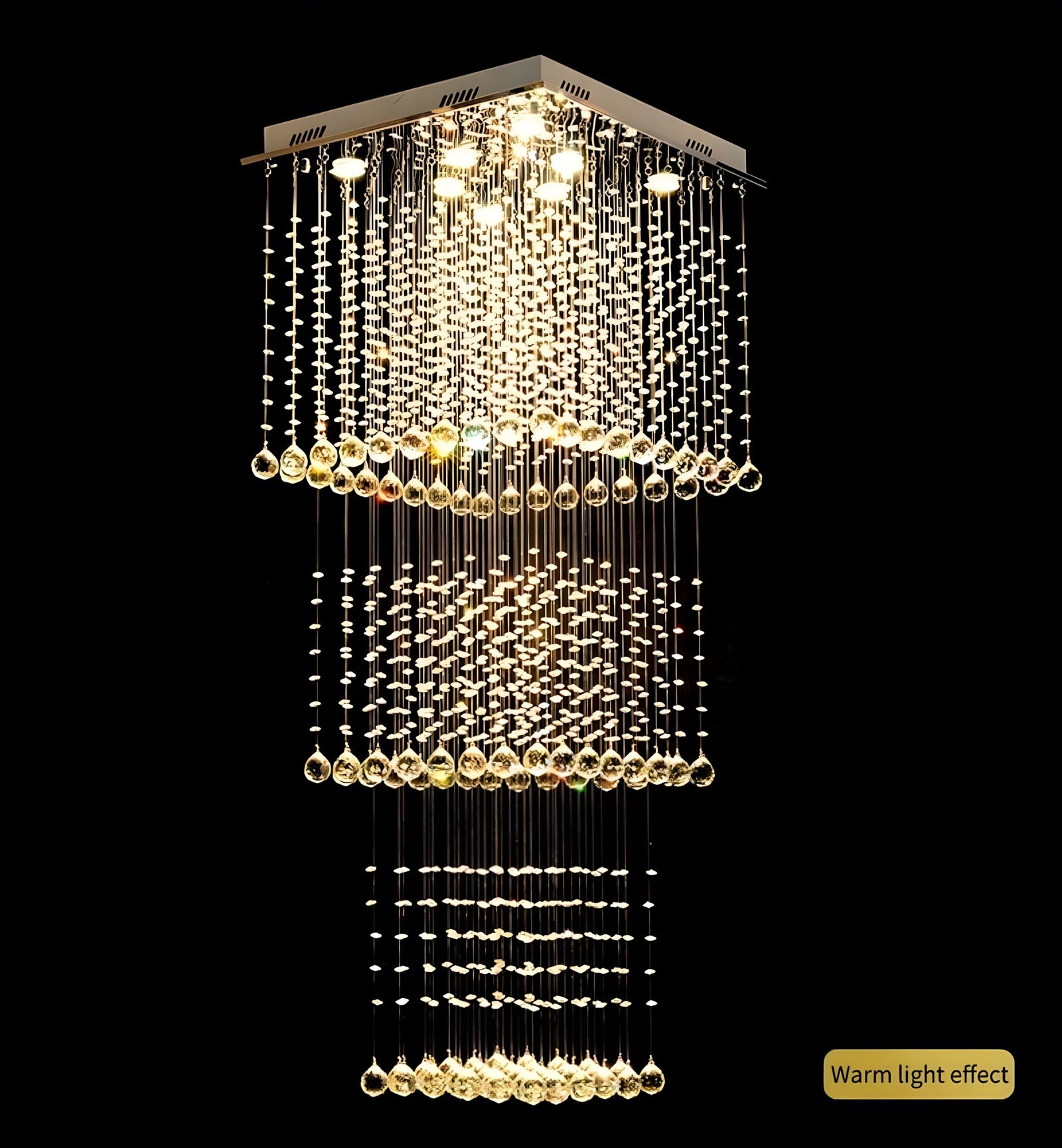 EVA-Square Crystal Raindrop Chandelier-ZENDUCE