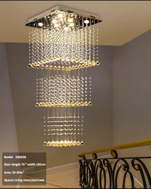 EVA-Square Crystal Raindrop Chandelier-ZENDUCE