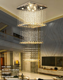 EVA-Square Crystal Raindrop Chandelier-ZENDUCE