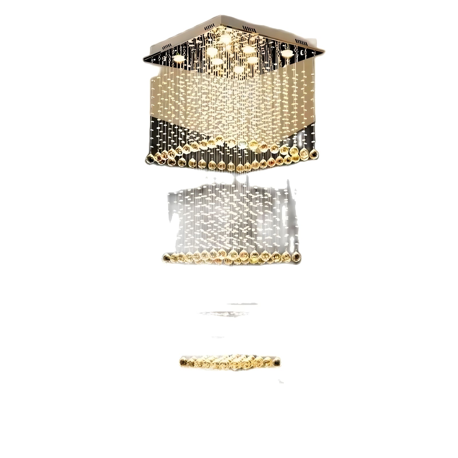 EVA-Square Crystal Raindrop Chandelier-ZENDUCE