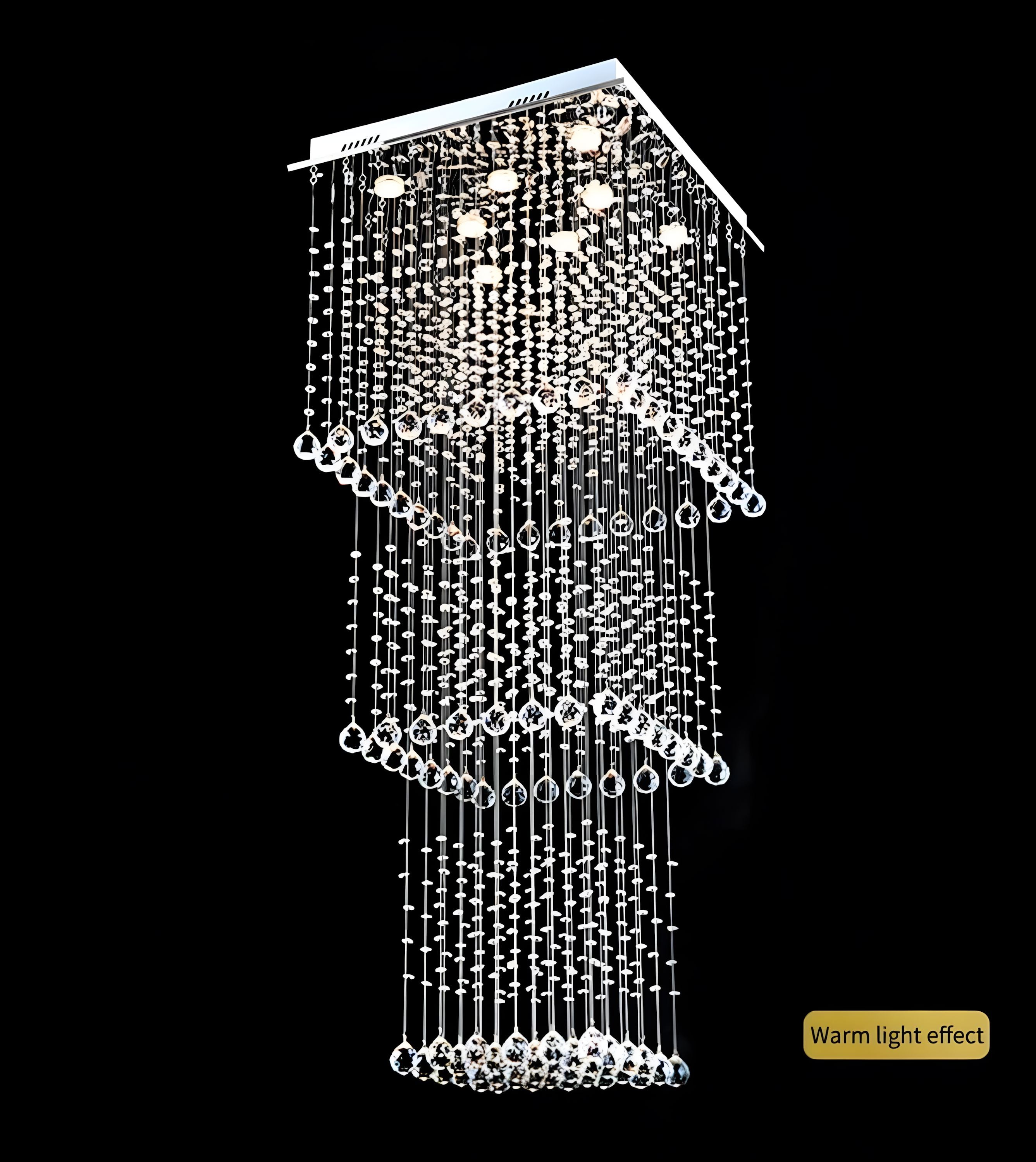 EVA-Square Crystal Raindrop Chandelier-ZENDUCE