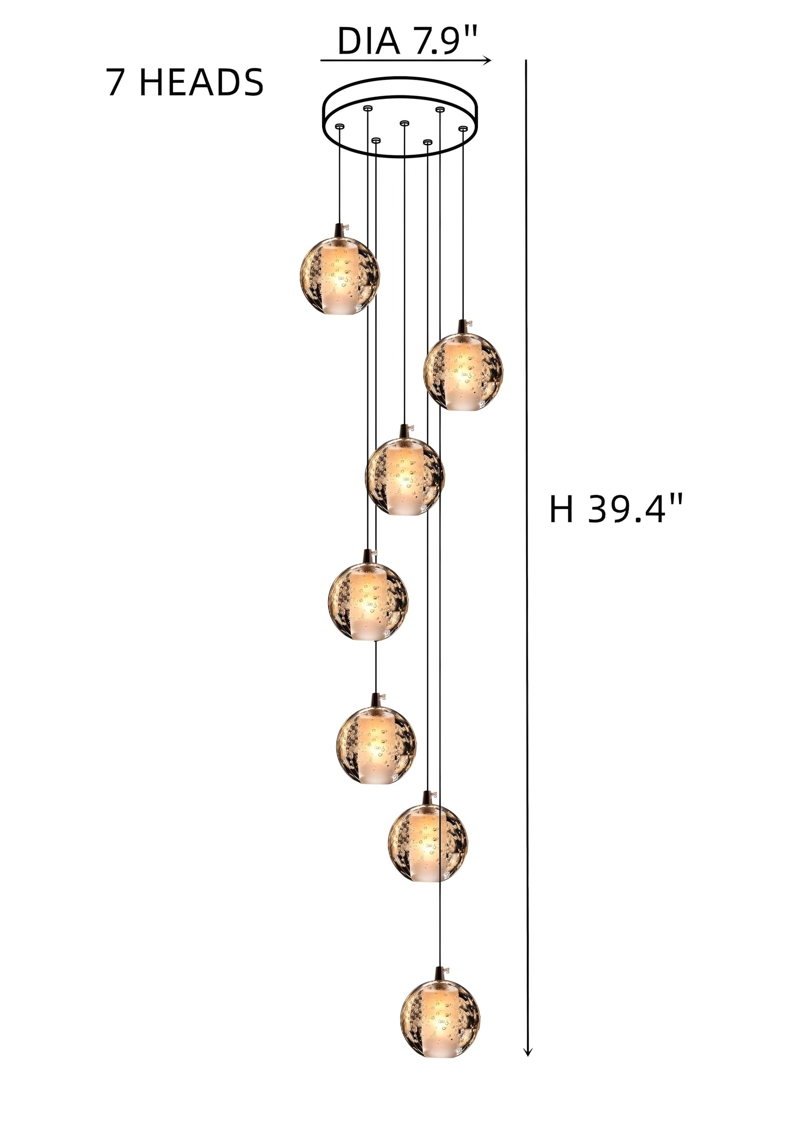 FELICITY (OPEN BOX)-Spiral Multi-Light Crystal Bubble Chandelier-ZENDUCE