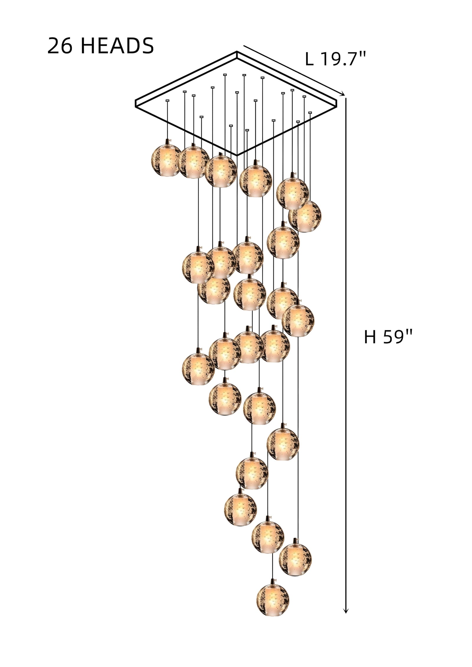 FELICITY (OPEN BOX)-Spiral Multi-Light Crystal Bubble Chandelier-ZENDUCE