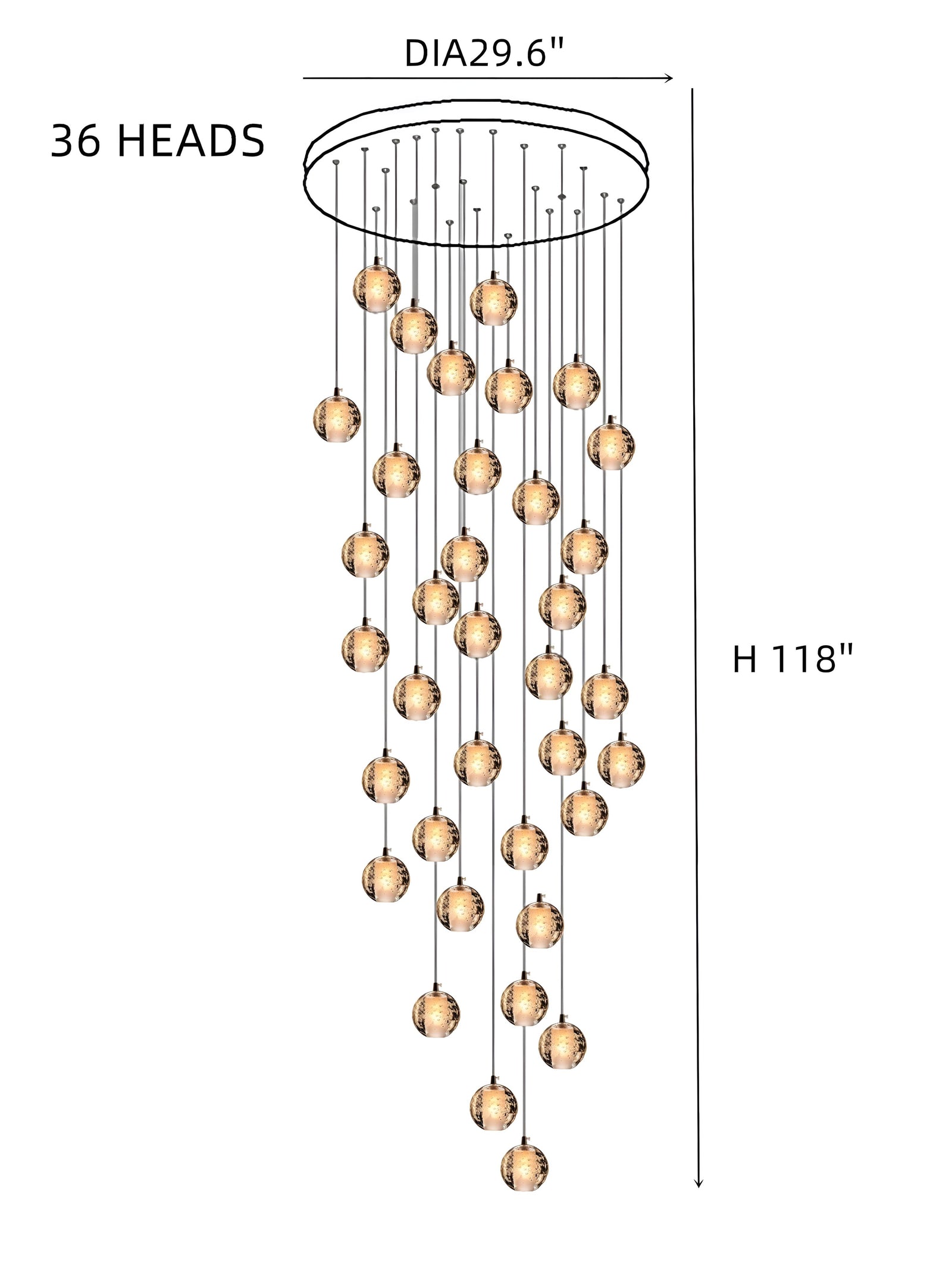 FELICITY (OPEN BOX)-Spiral Multi-Light Crystal Bubble Chandelier-ZENDUCE