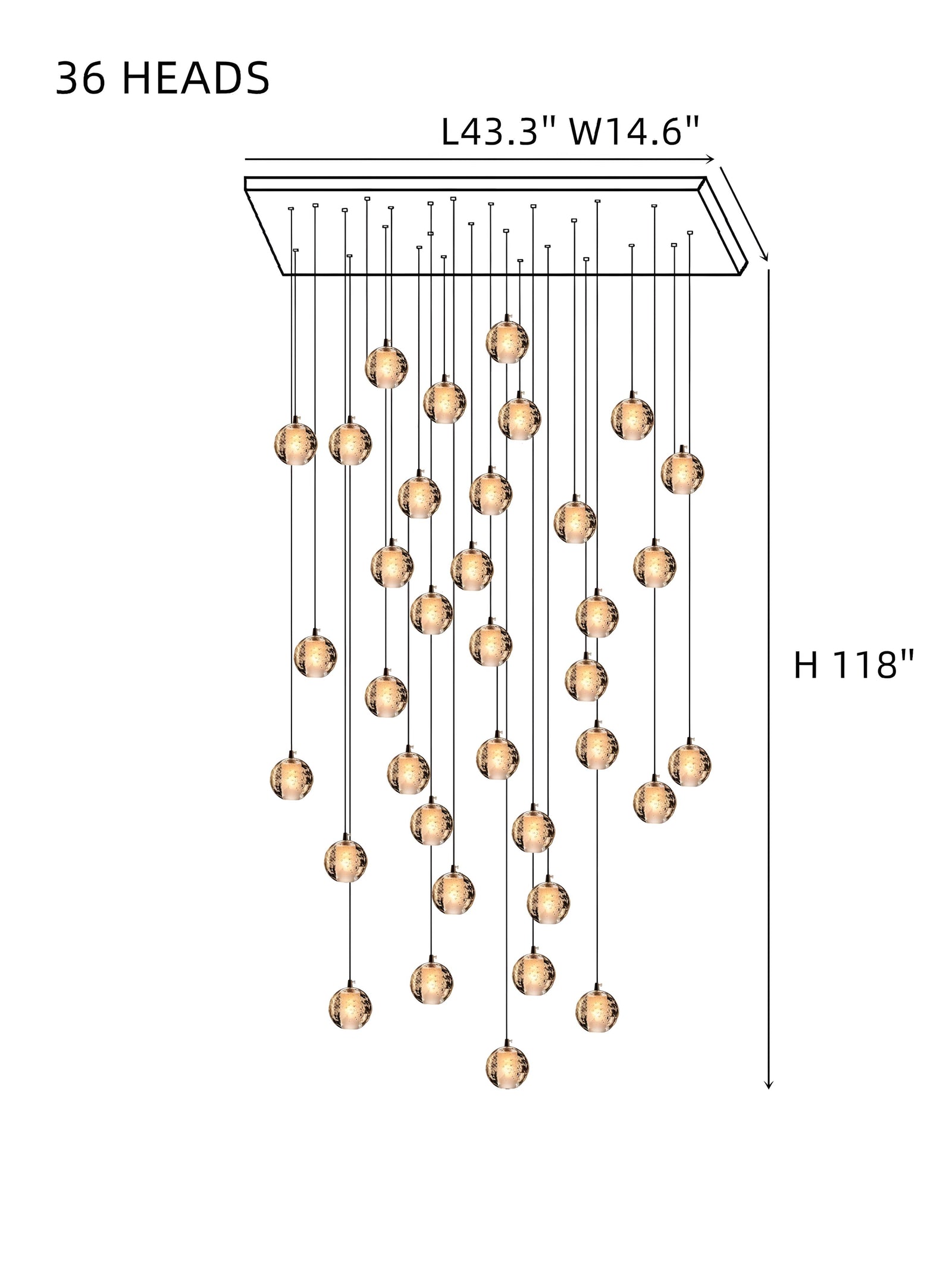 FELICITY (OPEN BOX)-Spiral Multi-Light Crystal Bubble Chandelier-ZENDUCE