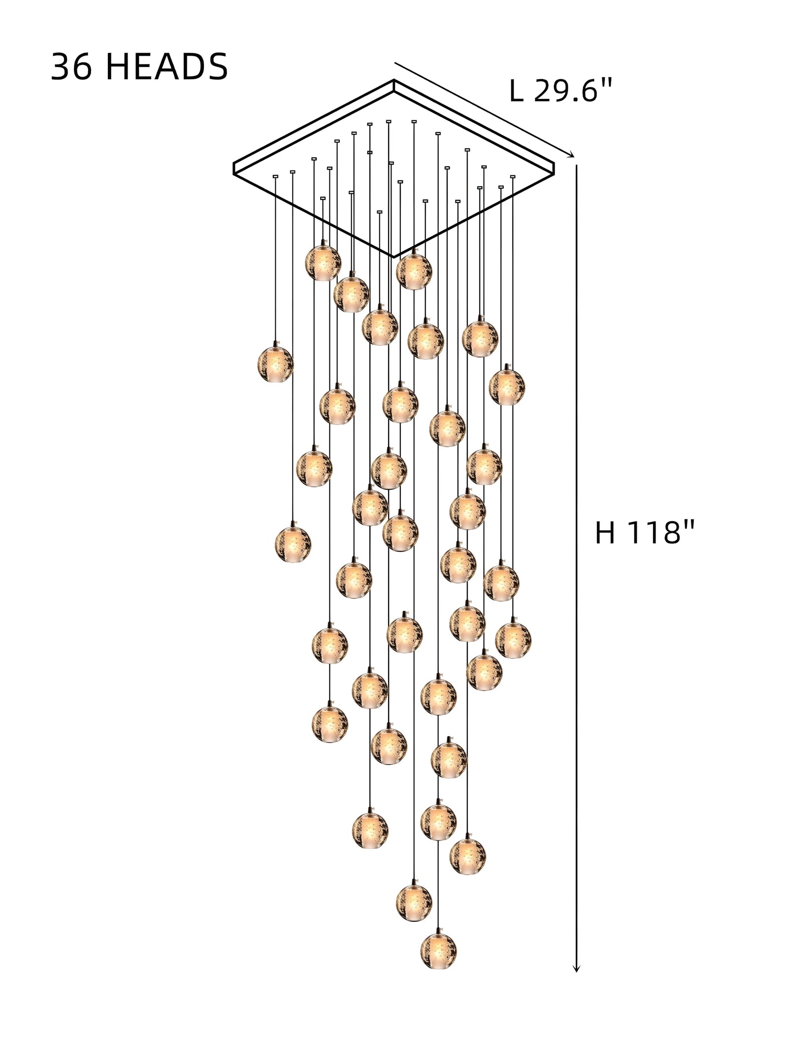 FELICITY (OPEN BOX)-Spiral Multi-Light Crystal Bubble Chandelier-ZENDUCE