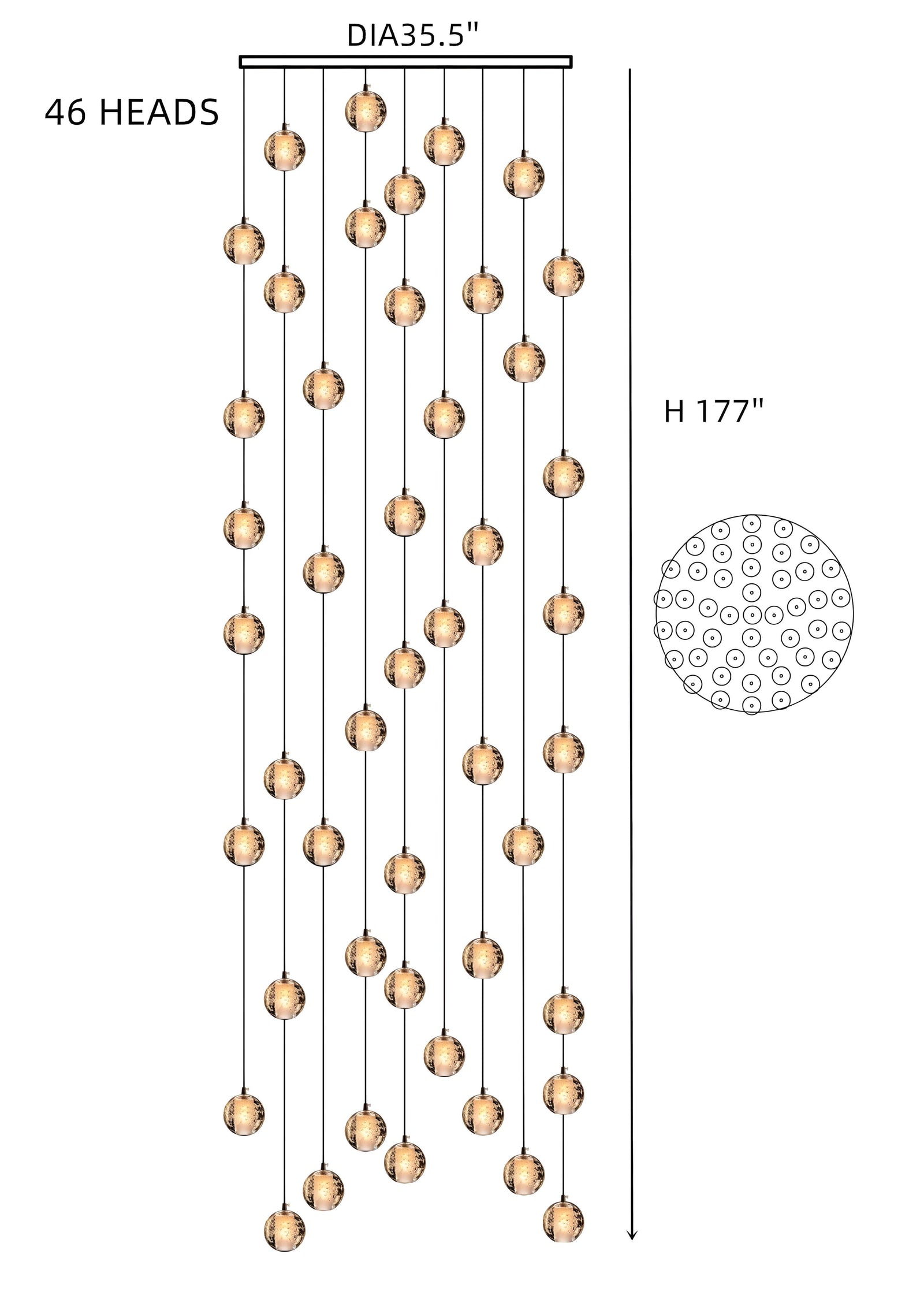 FELICITY (OPEN BOX)-Spiral Multi-Light Crystal Bubble Chandelier-ZENDUCE