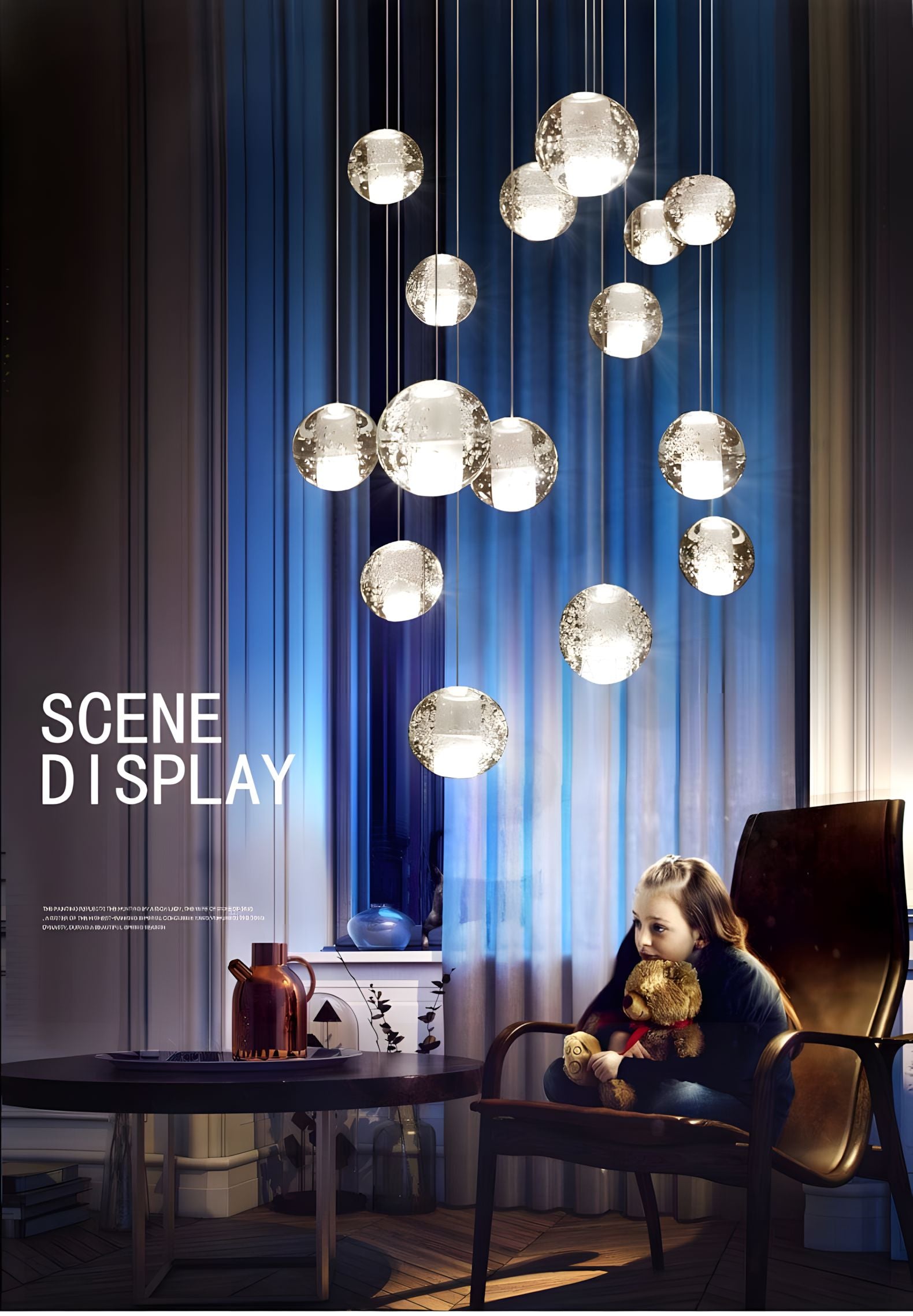 FELICITY (OPEN BOX)-Spiral Multi-Light Crystal Bubble Chandelier-ZENDUCE
