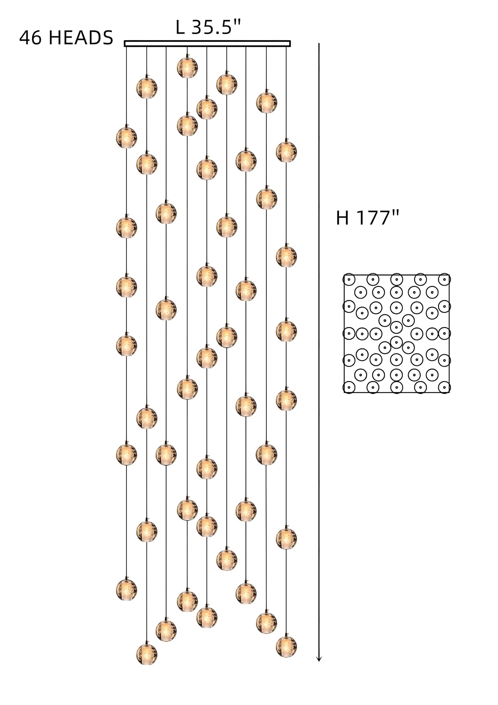 FELICITY (OPEN BOX)-Spiral Multi-Light Crystal Bubble Chandelier-ZENDUCE