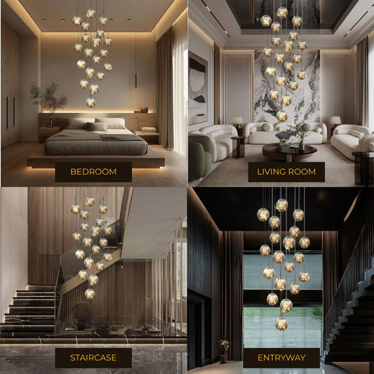 FELICITY - ZENDUCE - 5 Spheres | Round Canopy / Warm White 3000k / Clear