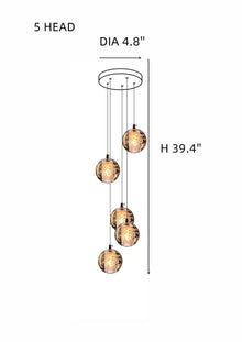 FELICITY - ZENDUCE - 5 Spheres | Round Canopy / Warm White 3000k / Clear
