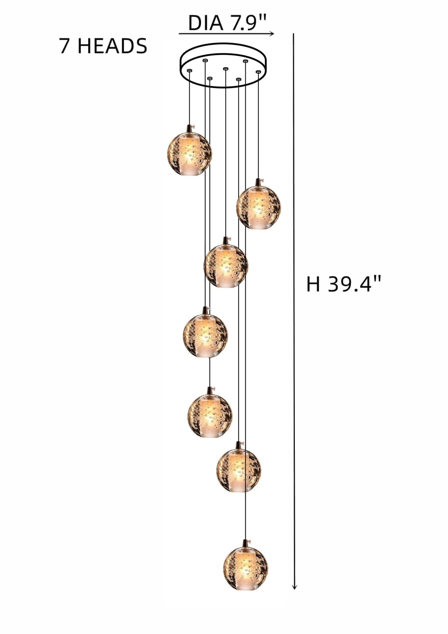 FELICITY - ZENDUCE - 7 Spheres | Round Canopy / Warm White 3000k / Clear