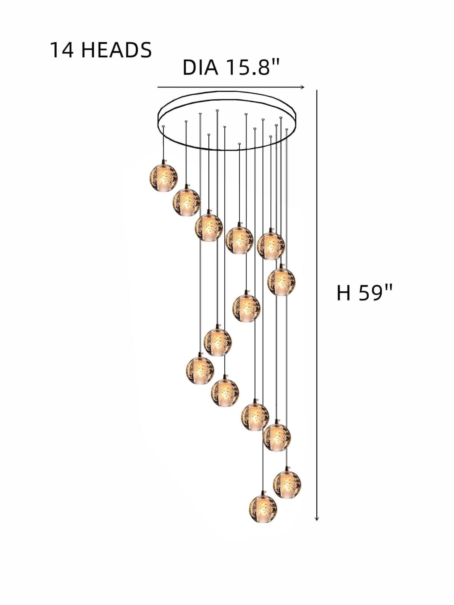 FELICITY - ZENDUCE - 14 Spheres | Round Canopy / Warm White 3000k / Clear