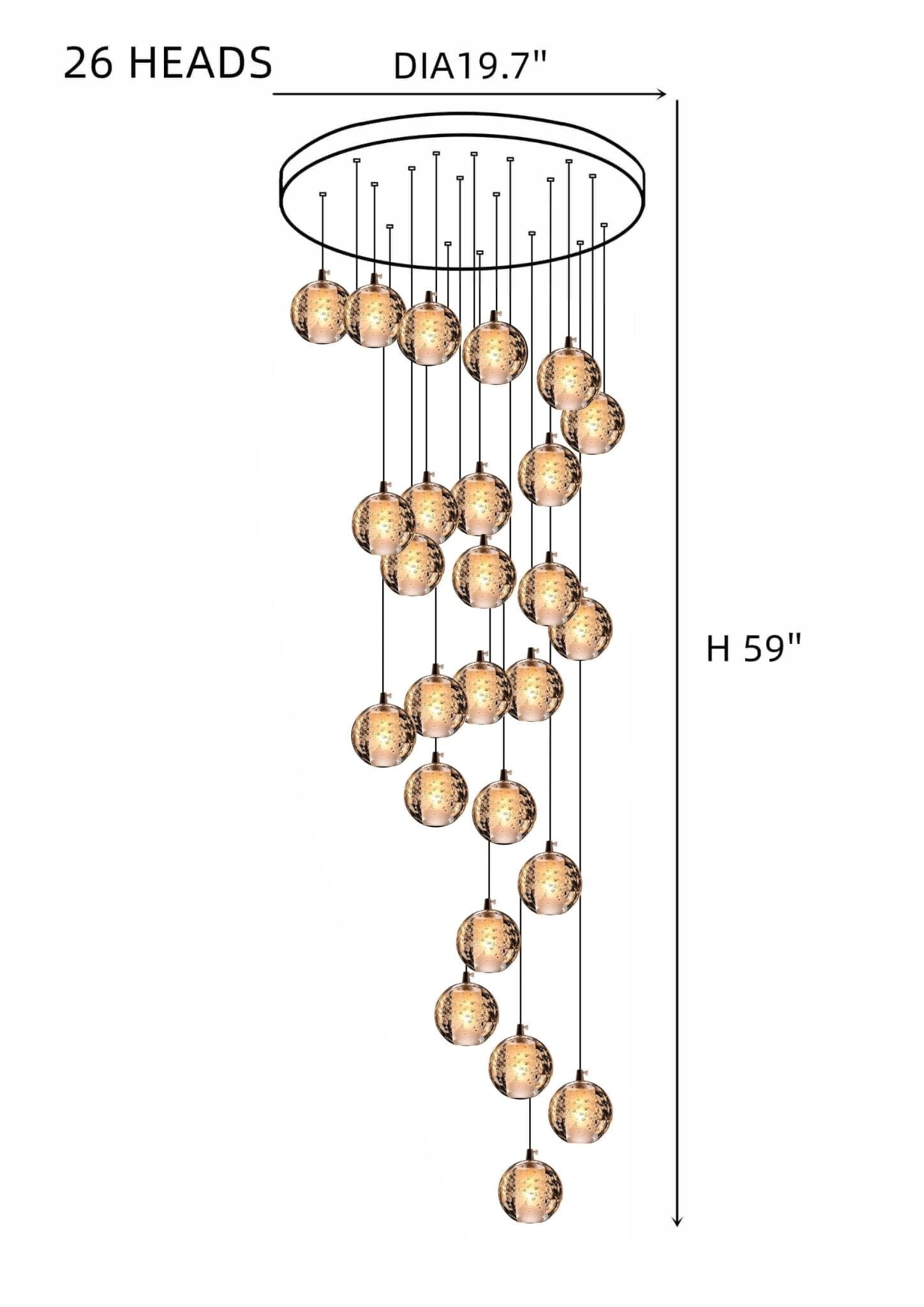 FELICITY - ZENDUCE - 26 Spheres | Round Canopy / Warm White 3000k / Clear