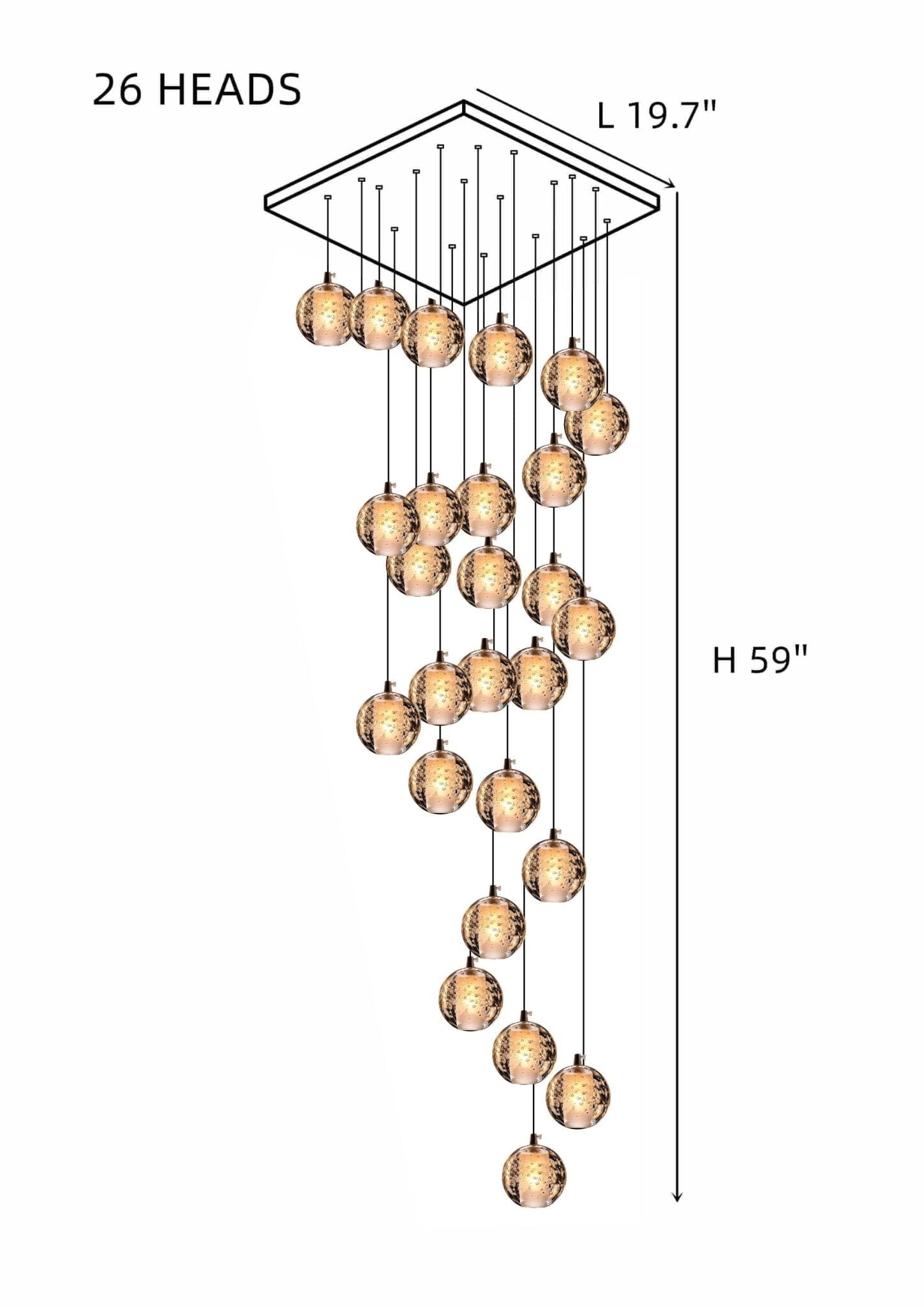 FELICITY - ZENDUCE - 26 Spheres | Square Canopy / Warm White 3000k / Clear