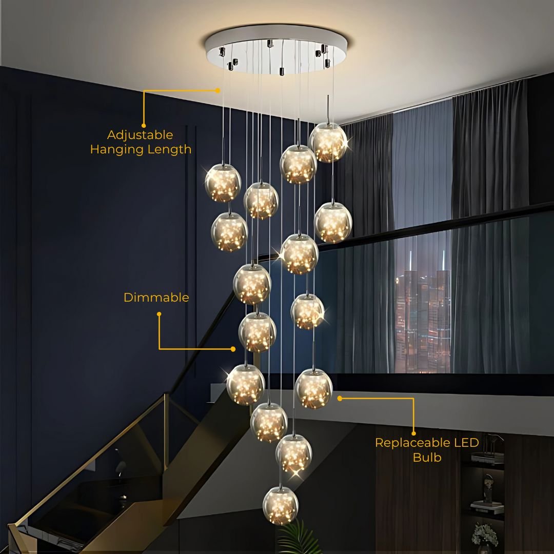 FELICITY - ZENDUCE - 5 Spheres | Round Canopy / Warm White 3000k / Clear