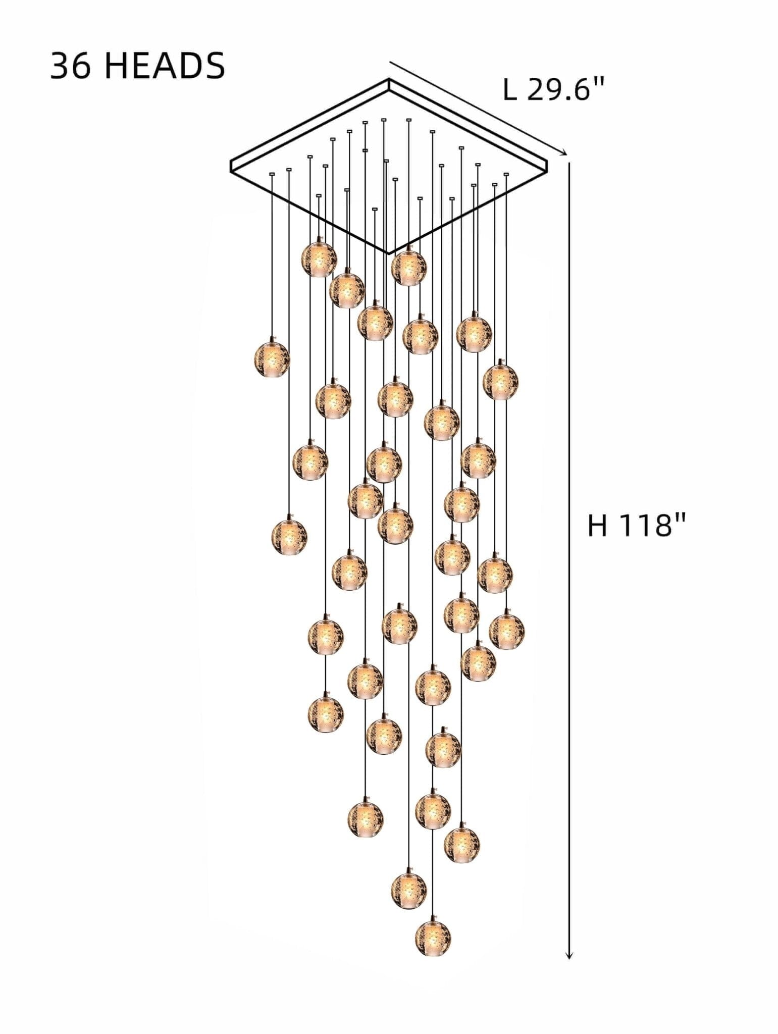 FELICITY-Spiral Multi-Light Crystal Bubble Chandelier-ZENDUCE