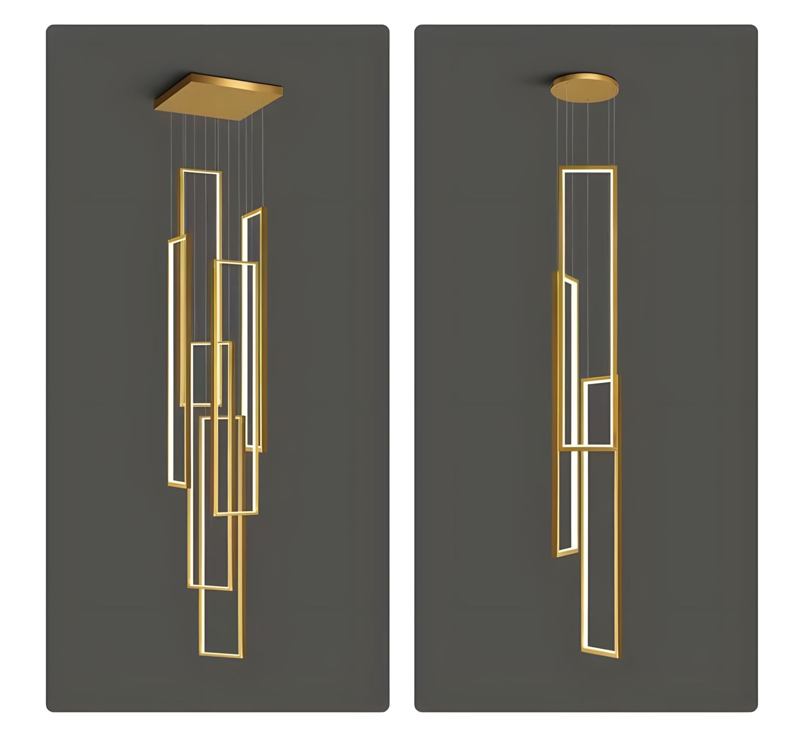 FRAMES - ZENDUCE - 6 Heads Rectangular Canopy [24"L × 24"W × 39" - 118"H] / Gold / Cool White (6000K)
