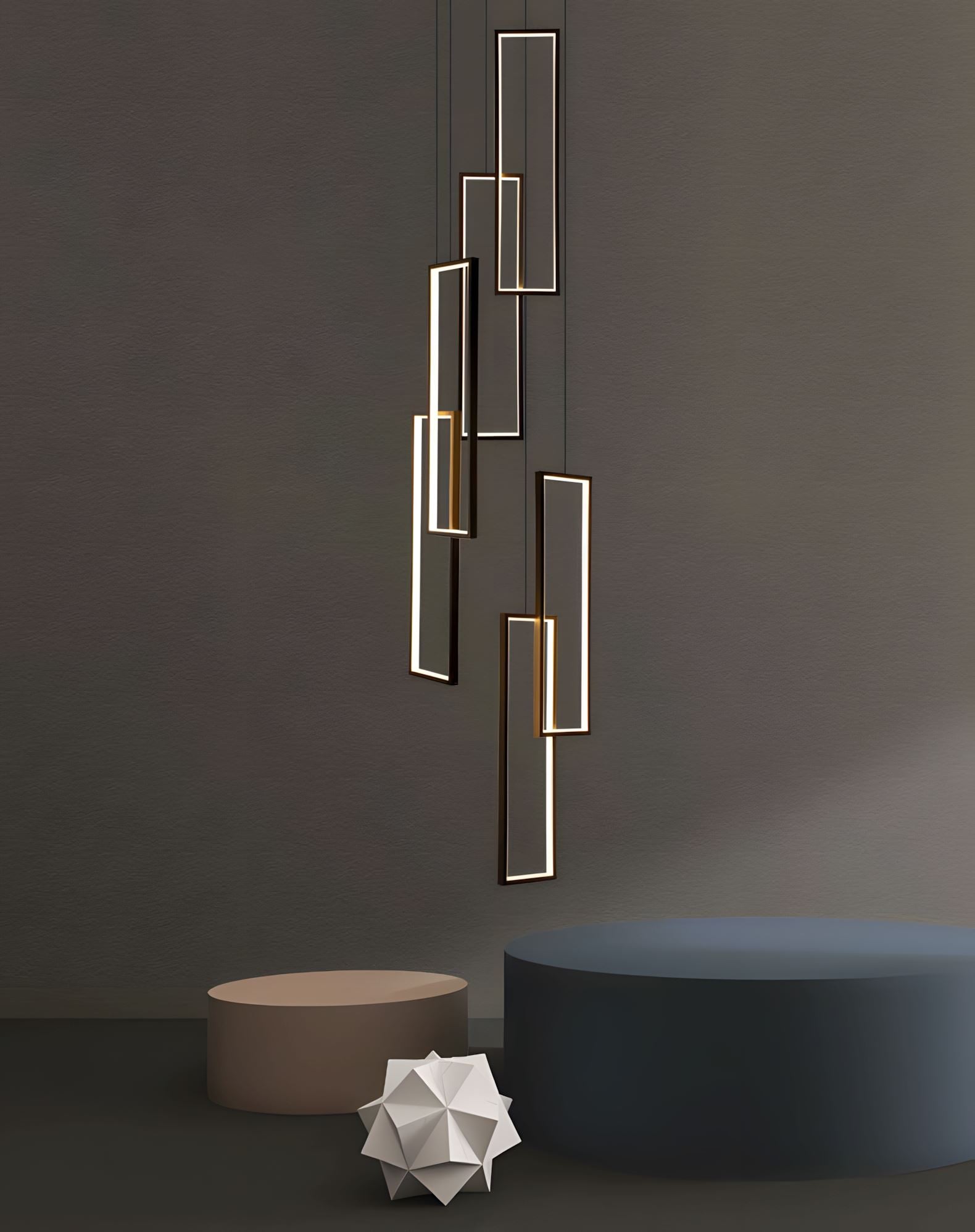 FRAMES - ZENDUCE - 3 Heads Round Canopy [13"D × 39 - 78.7"H] / Gold / Warm White (3000K)