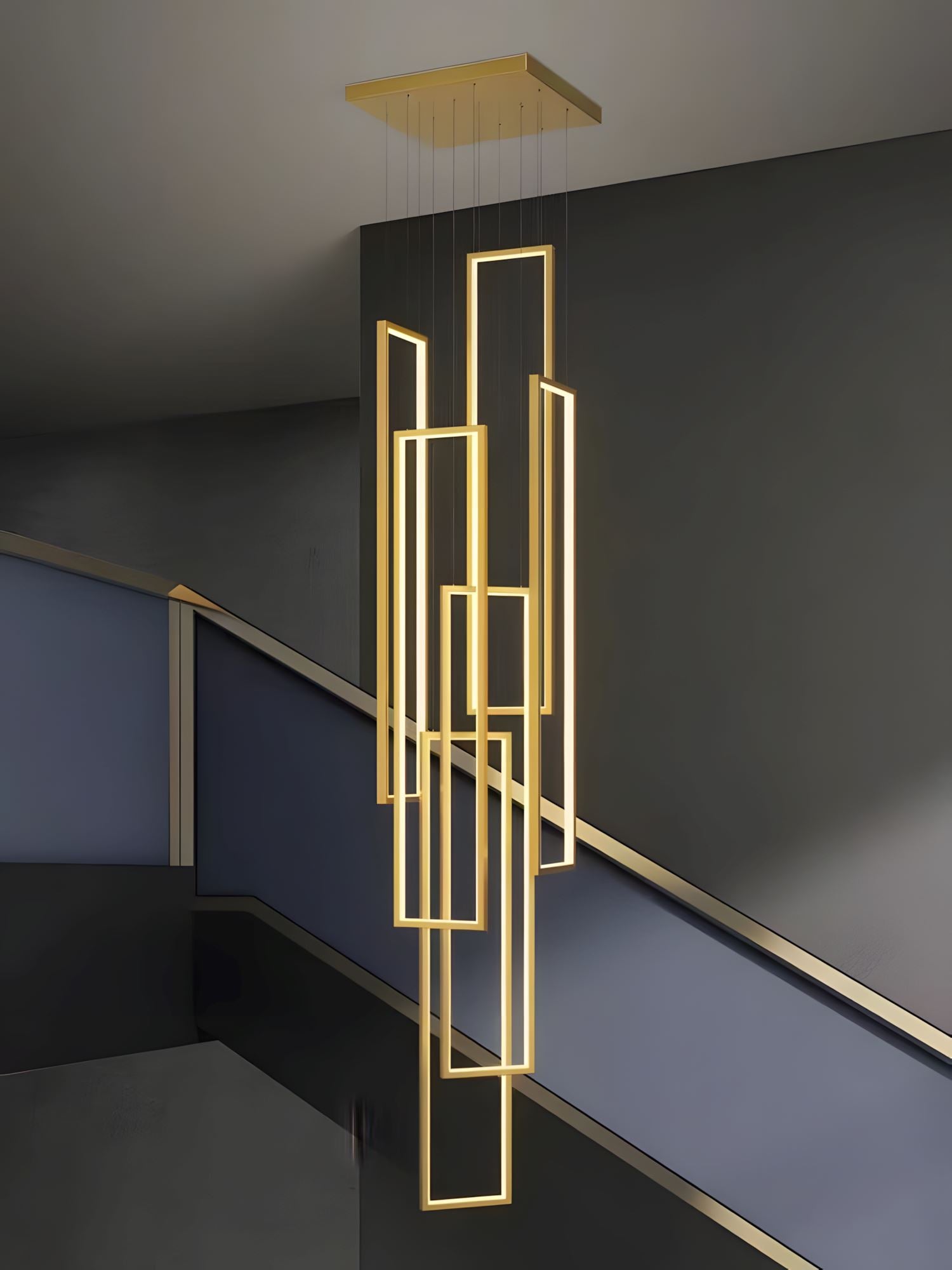 FRAMES - ZENDUCE - 6 Heads Rectangular Canopy [24"L × 24"W × 39" - 118"H] / Gold / Warm White (3000K)