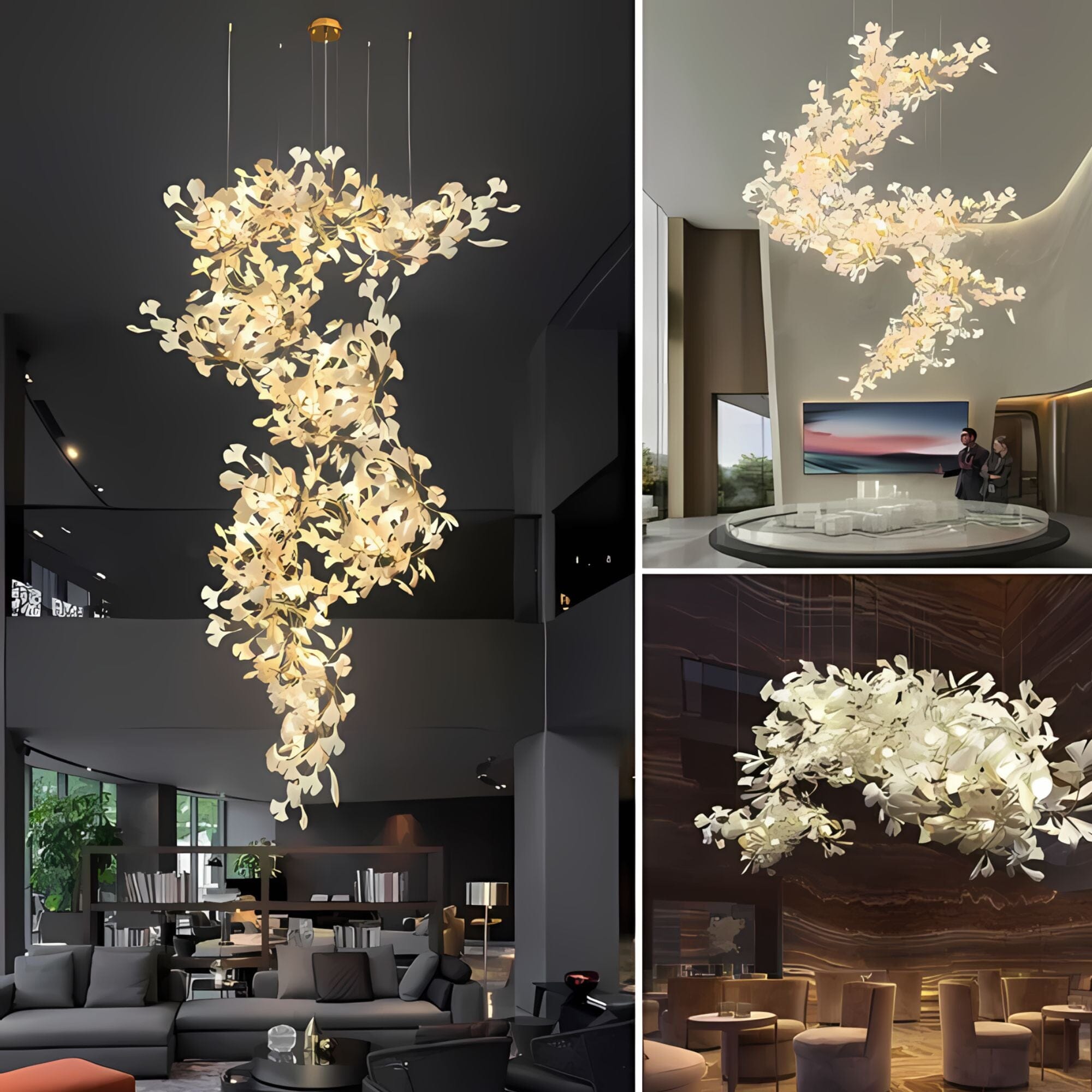 GINGKO GRAND - ZENDUCE - 59"H / Gold / Warm White (3000K)