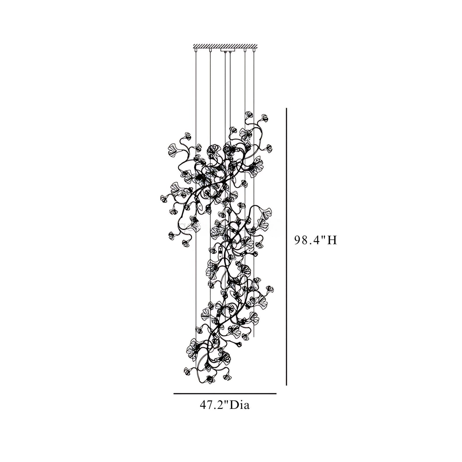 GINGKO GRAND - ZENDUCE - 98.4"H / Gold / Warm White (3000K)