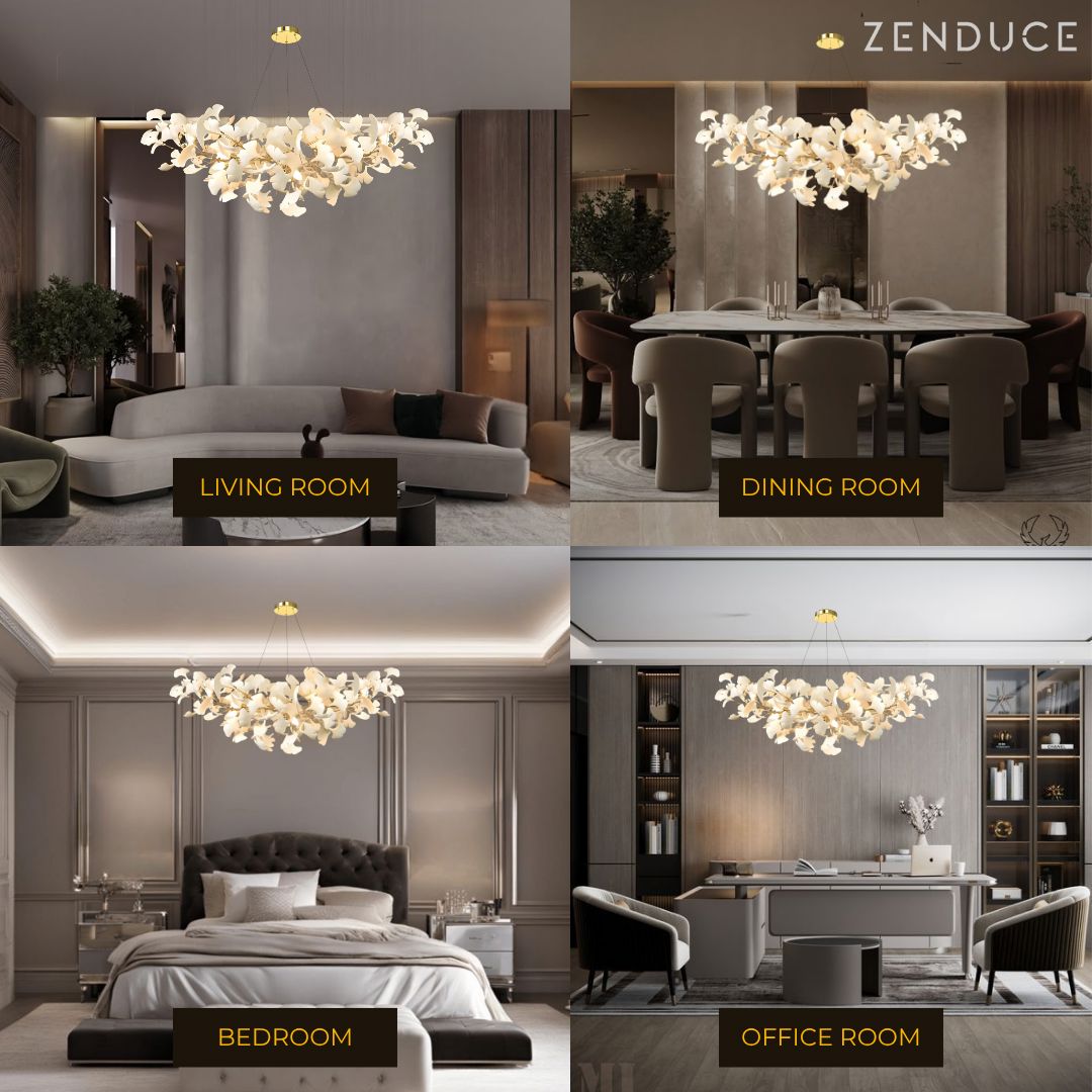 Gingko Nature-Inspired Ceramic Petal Chandelierr | ZENDUCE