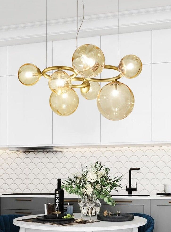 GLOBIQUE - ZENDUCE - Smokey Gray Glass / 5 Heads - 22.0" x 11.8" / 56cm x 30cm / Bronze