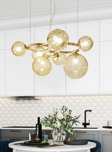 GLOBIQUE - ZENDUCE - Smokey Gray Glass / 5 Heads - 22.0" x 11.8" / 56cm x 30cm / Bronze