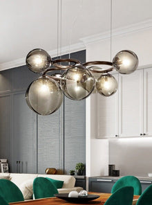 GLOBIQUE - ZENDUCE - Smokey Gray Glass / 5 Heads - 22.0" x 11.8" / 56cm x 30cm / Bronze