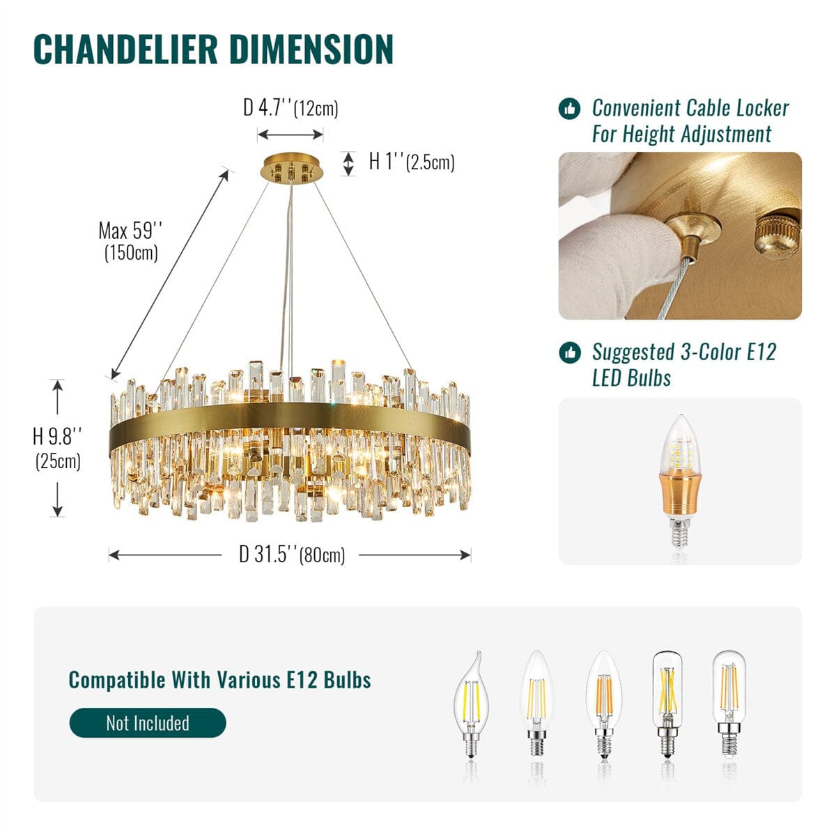 GOLDEN ICE-Modern Luxury K9 Crystal Chandelier -ZENDUCE