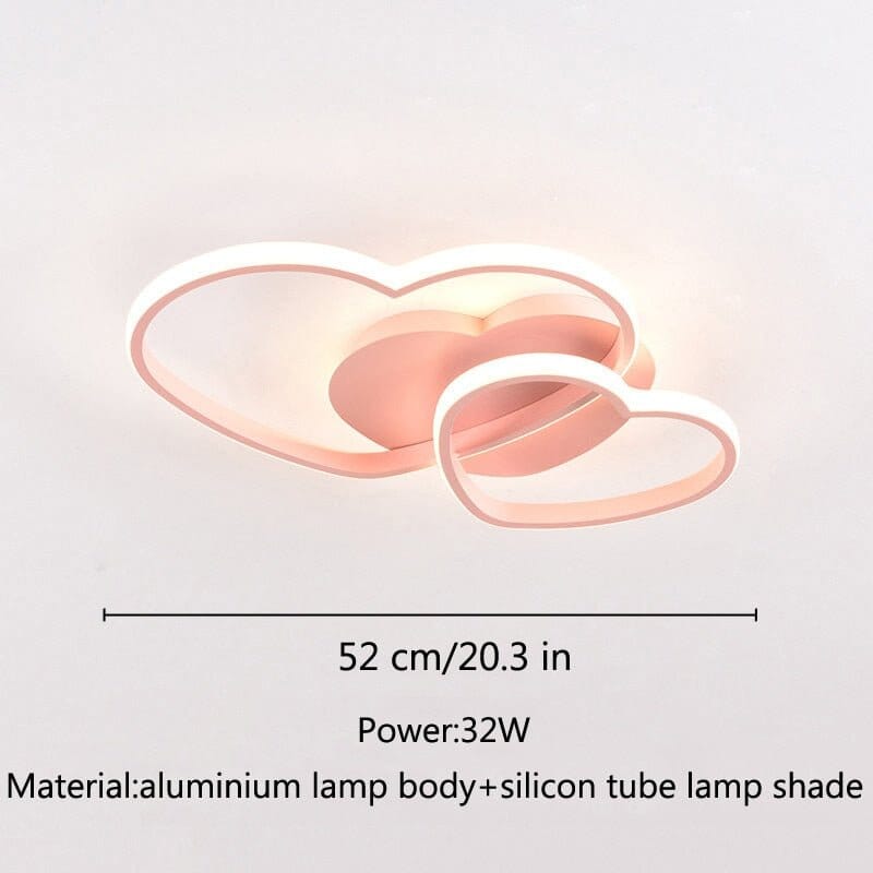 Girls Love Hearts Ceiling Light | Kids Room Decor Lights - ZENDUCE - Voltage AC100 - 120V / Small Size Pink / Dimmable With Remote
