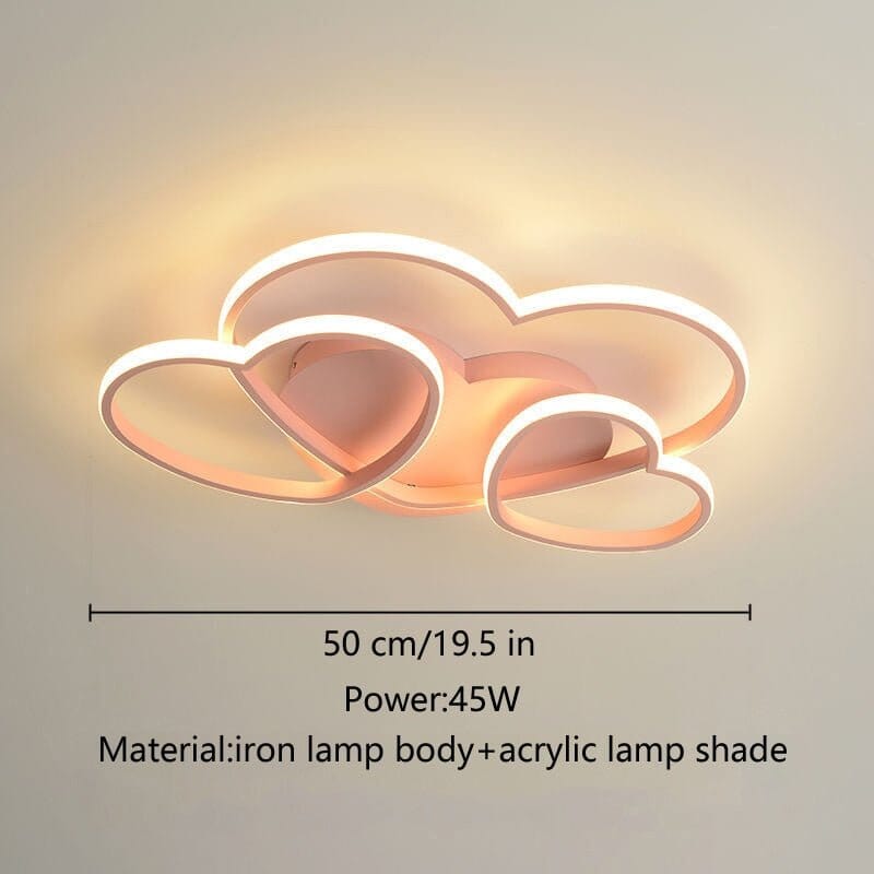 Girls Love Hearts Ceiling Light | Kids Room Decor Lights - ZENDUCE - Voltage AC100 - 120V / Small Size Pink / Dimmable With Remote