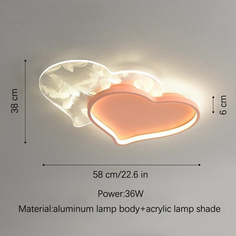 Girls Love Hearts Ceiling Light | Kids Room Decor Lights - ZENDUCE - Voltage AC100 - 120V / Small Size Pink / Dimmable With Remote