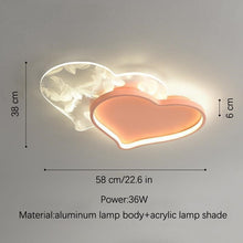 Girls Love Hearts Ceiling Light | Kids Room Decor Lights - ZENDUCE - Voltage AC100 - 120V / Small Size Pink / Dimmable With Remote