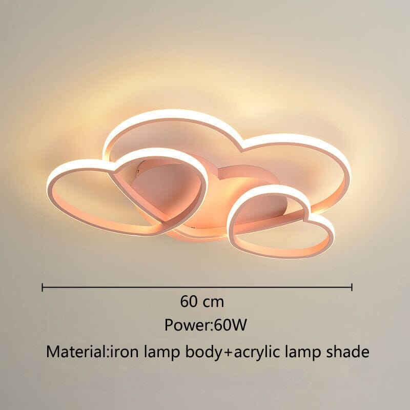 Girls Love Hearts Ceiling Light | Kids Room Decor Lights - ZENDUCE - Voltage AC100 - 120V / Small Size Pink / Dimmable With Remote