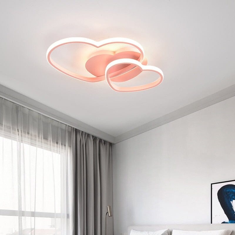 Girls Love Hearts Ceiling Light | Kids Room Decor Lights - ZENDUCE - Voltage AC100 - 120V / Small Size Pink / Dimmable With Remote