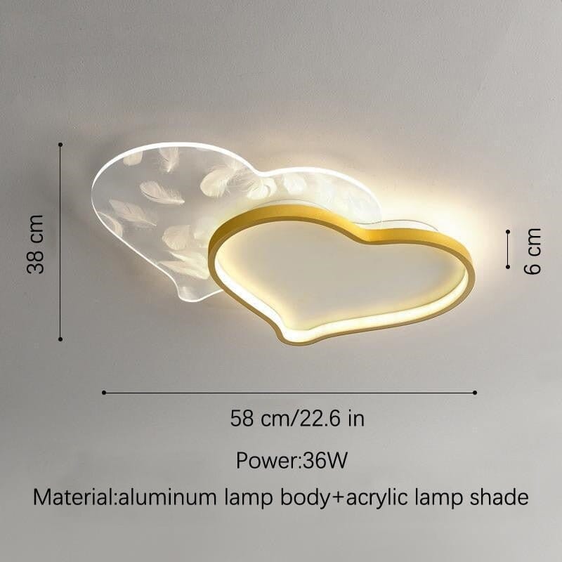 Girls Love Hearts Ceiling Light | Kids Room Decor Lights - ZENDUCE - Voltage AC100 - 120V / Small Size Pink / Dimmable With Remote