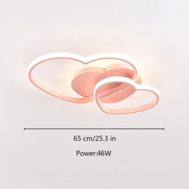 Girls Love Hearts Ceiling Light | Kids Room Decor Lights - ZENDUCE - Voltage AC100 - 120V / Small Size Pink / Dimmable With Remote