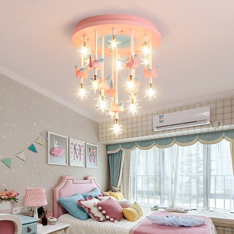 Girls Merry Go Roond Horses Ceiling Light | Kids Room Decor Lights - ZENDUCE - Blue Horse / Voltage AC100V-130V / G4 Bulb|Yellow Light