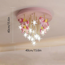 Girls Merry Go Roond Horses Ceiling Light | Kids Room Decor Lights - ZENDUCE - Lovely Pink Horse / Voltage AC100V-130V / G4 Bulb|Yellow Light