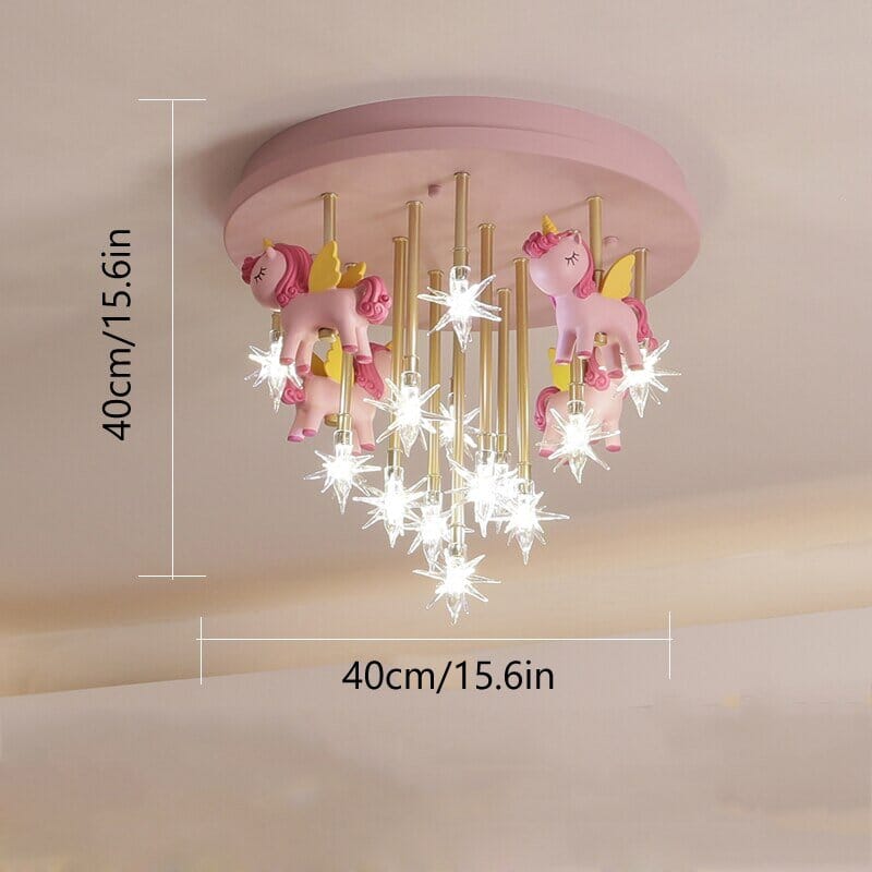 Girls Merry Go Roond Horses Ceiling Light | Kids Room Decor Lights - ZENDUCE - Lovely Pink Horse / Voltage AC100V-130V / G4 Bulb|Yellow Light