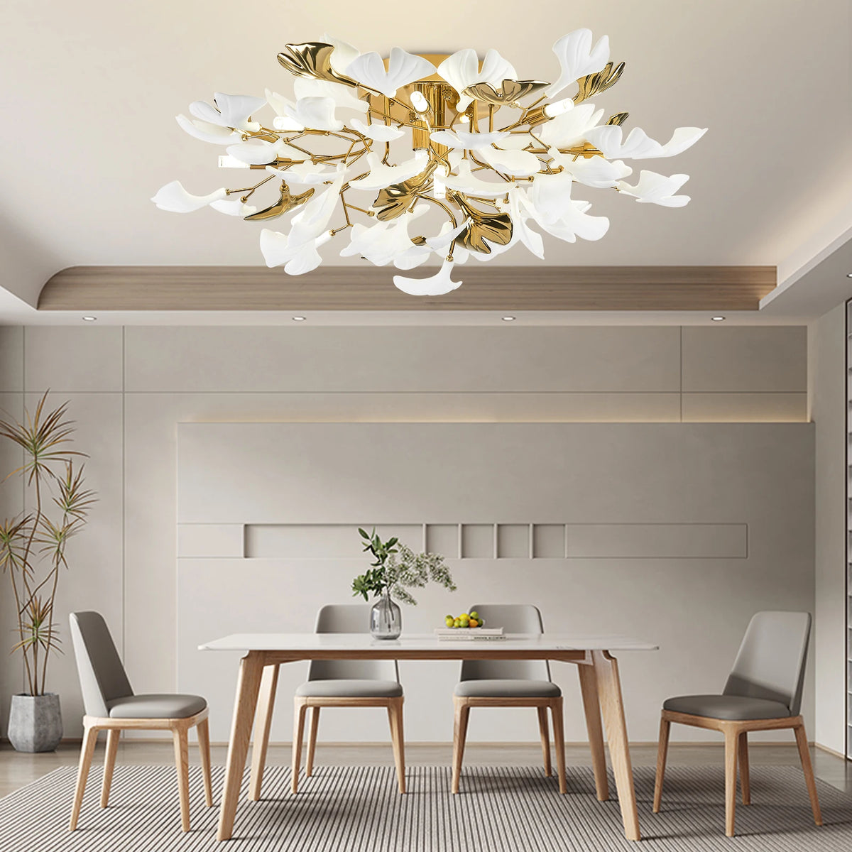 GINKORA ceramic ginkgo leaf ceiling light, product view 6