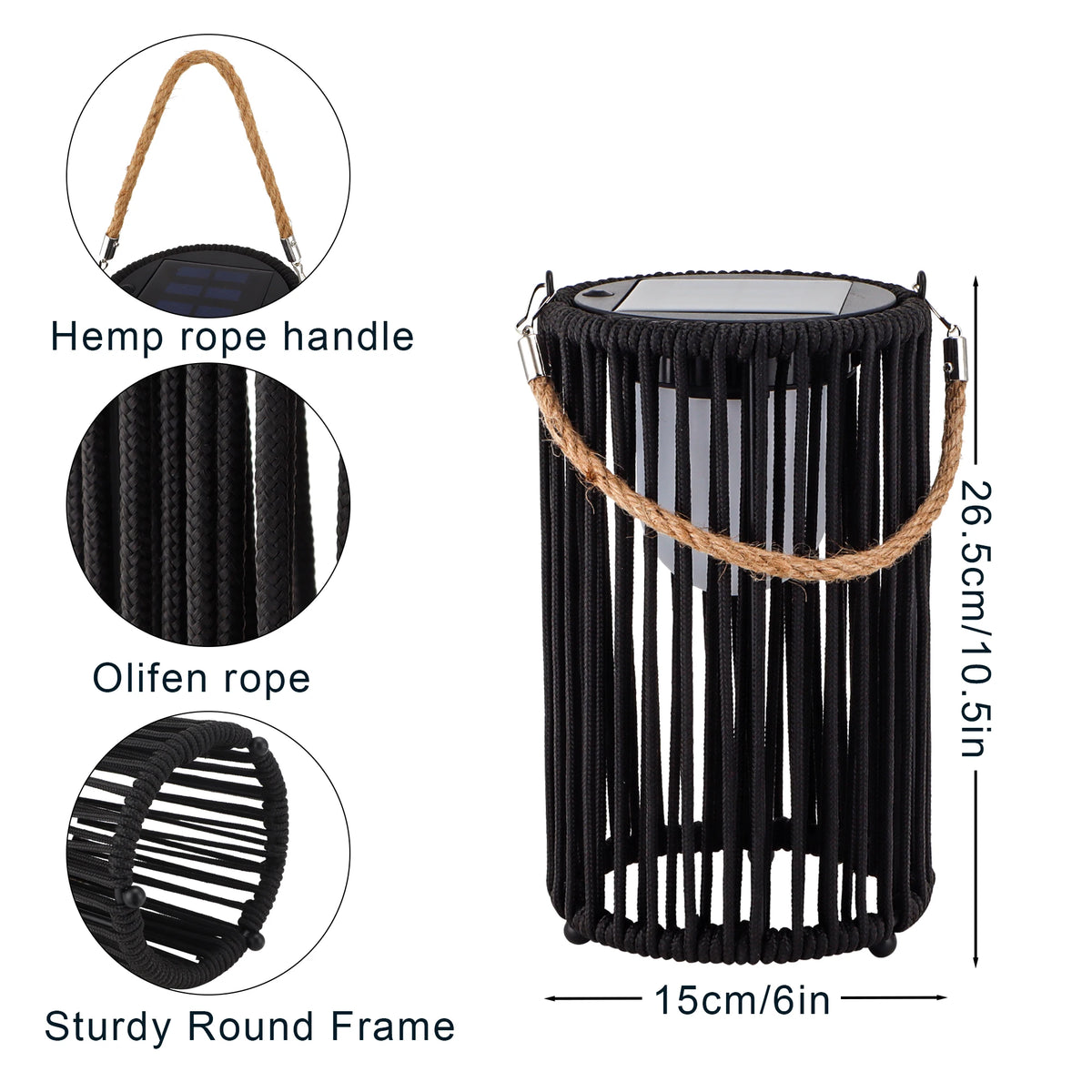 SOLVETTA solar woven lanterns set of two, product view 3
